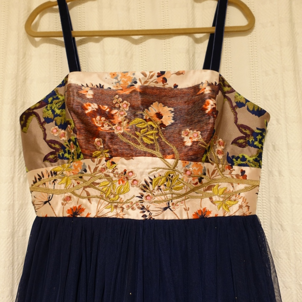 Anthropologie Blooming Sapphire Silk Wrap Dress - Picture 7 of 8
